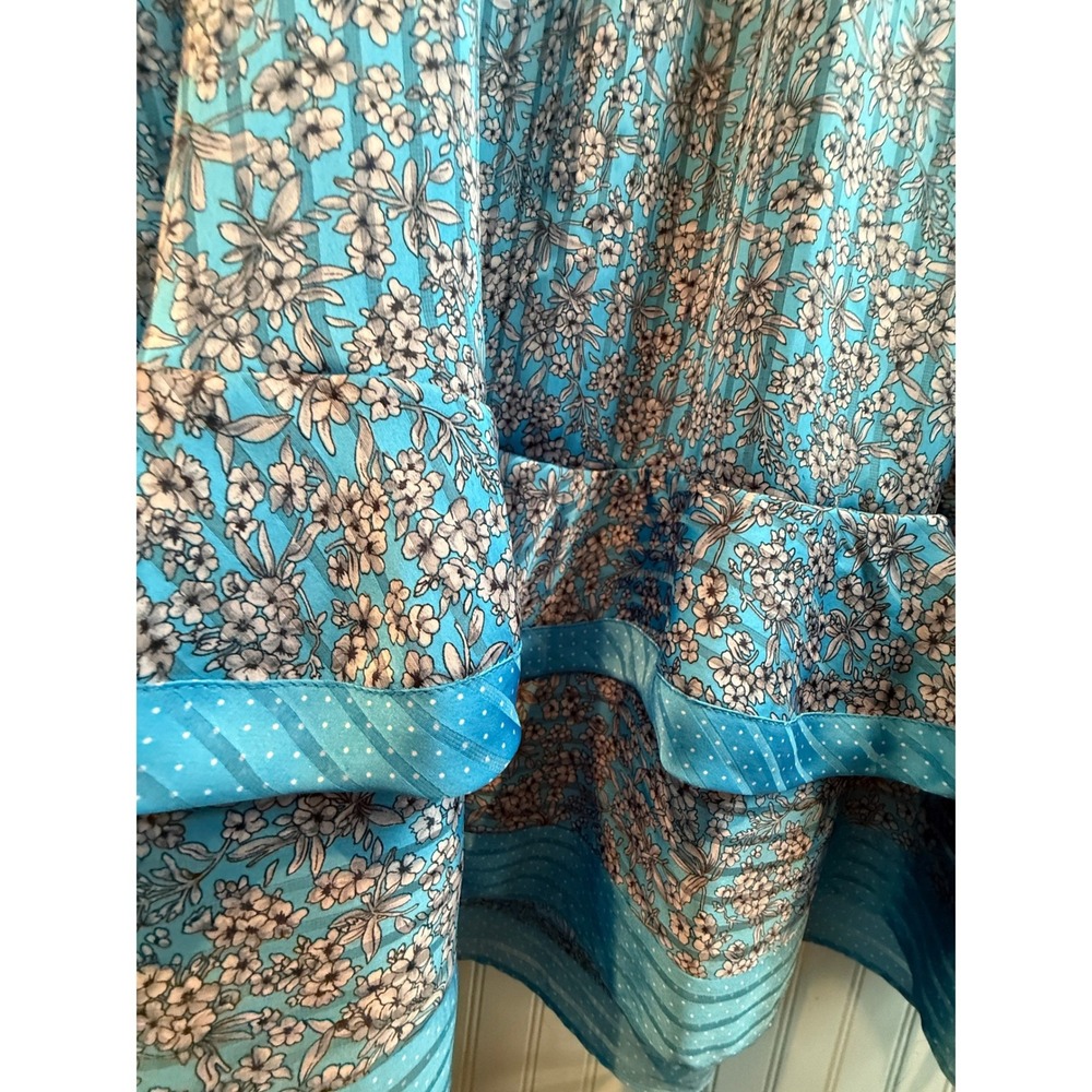 VTG 1980s Diane Freis Original Georgette Floral Blue Loose Midi Dress Retro - Picture 8 of 8